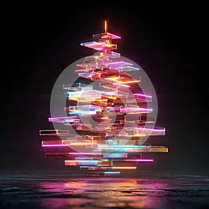 Futuristic Neon Crystal Data Stack