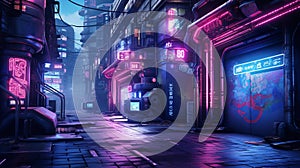 Futuristic Neon Cyber Alley