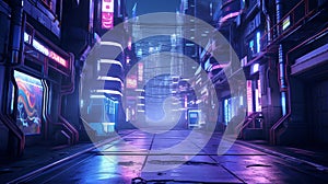 Futuristic Neon Cyber Alley