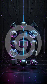 Futuristic Neon Geometric Wallpaper â Symmetrical 3D Abstract Digital Art Background