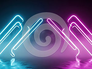 Futuristic Neon Glow Frames in Dark Environment