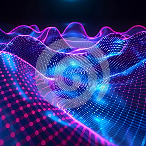 Futuristic Neon Grid Landscape