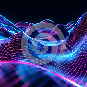 Futuristic Neon Grid Landscape