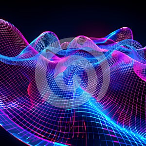 Futuristic Neon Grid Landscape