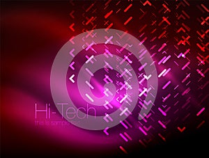 Futuristic neon lights on dark background, digital abstract techno backgrounds