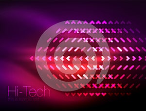 Futuristic neon lights on dark background, digital abstract techno backgrounds