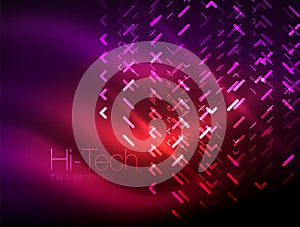 Futuristic neon lights on dark background, digital abstract techno backgrounds