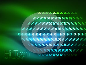 Futuristic neon lights on dark background, digital abstract techno backgrounds