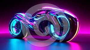 Futuristic Neon Motorcycle in Dark Studio Setting
