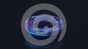 Futuristic neon torus donut 3D rendering