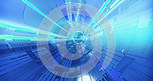 Futuristic neon tunnel. 3D render