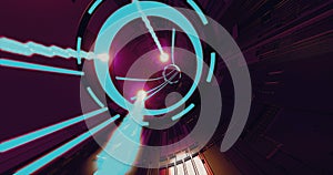 Futuristic neon tunnel. 3D render