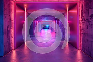 Futuristic Neon Tunnel Vision: A Minimalist Odyssey. Concept Futuristic, Neon, Tunnel, Vision,
