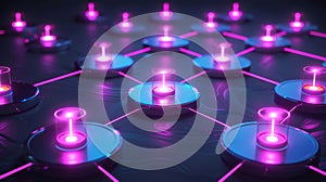 Futuristic Network: AI, Blockchain, Data Connection, High Tech Structure