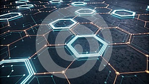 Futuristic network technology background with hexagon shapes for digital connection concept design