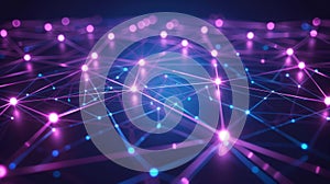 Futuristic Network Connection - Abstract Plexus Structure With Glowing Nodes And Lines