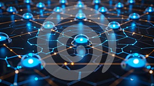 Futuristic Network Connection: Abstract Tech Web, Glowing Nodes, Data Flow, AI Concept