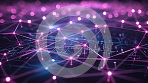 Futuristic Network Connection Artificial Intelligence Background, Neural Network Concept