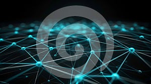 Futuristic Network Connection: Data Mesh, Blockchain, Artificial Intelligence. Hi-Tech Abstract Background