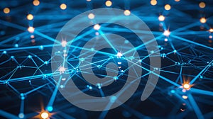 Futuristic Network Connection Visualisation With Glowing Nodes