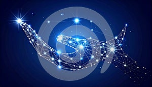 Futuristic Network Hand Reaching for Connection