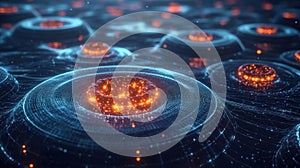 Futuristic Network Hubs Digital Landscape - Abstract Technology Concept