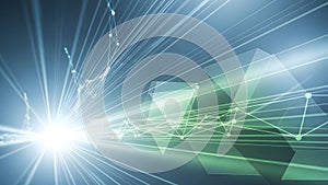 Futuristic Network Visualization with Geometric Shapes and Light Effects