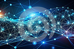 Futuristic Network Wave An Abstract Visual of Interconnected Nodes and Pathways