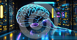 Futuristic neural interface lab developing non-invasive treatments for chronic pain, featuring advanced brainwave photo