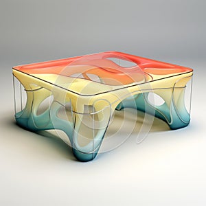 Futuristic Organic Table In Blue, Yellow, Orange, And Red