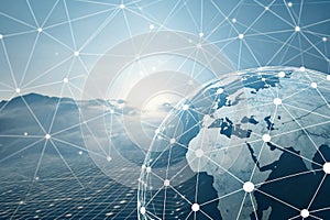 Panoramic abstract dot and triangle connection background