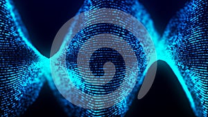 Futuristic particle wave. Abstract technology background. Big data visualization. 3D rendering.