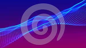 Futuristic particle wave. Abstract technology background. Big data visualization. Vector illustration