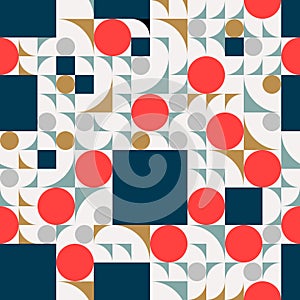 Futuristic pattern composition with squares and circle