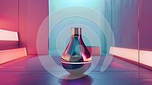 Futuristic Perfume Bottle in Neon Lighting