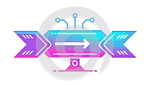 Futuristic Pink and Blue Data Flow Interface Element, vector design Generative AI