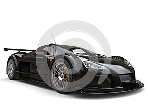 Futuristic pitch black supercar - beauty shot