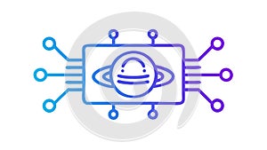 Futuristic Planet Chip Cosmic Technology Space Computing Vector, vector design Generative AI