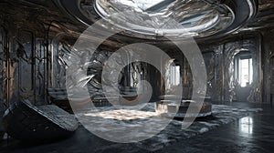 Futuristic Platinum & Pewter Interior: HD Digital Art & Unique Wallpaper