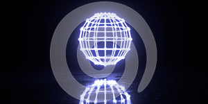 A futuristic portal in the form of a glowing sphere. 3d rendering