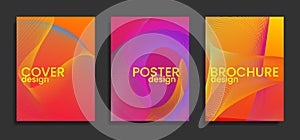 Futuristic poster or brochure design templates with guilloche curves. Abstract vector background.