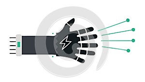 Futuristic Prosthetic Hand Bionic Power Icon, vector design Generative AI