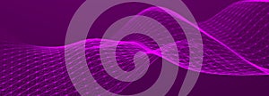 Futuristic purple waves background. Sound wave element. Equalizer for music. Big data visualization. 3d. Widescreen