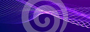 Futuristic purple waves background. Sound wave element. Equalizer for music. Big data visualization. 3d. Widescreen