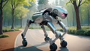 Robotic Quadruped on City Path photo