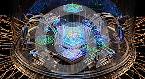 Futuristic Quantum Computer Core and Advanced Data Processing Technology