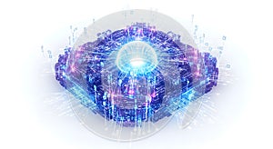 Futuristic Quantum Computer Core and AI Brain