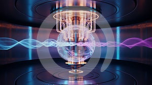Futuristic Quantum Computer Core with Energy Waves technology science