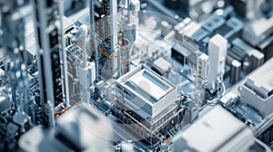 Futuristic quantum computer processing data in complex system