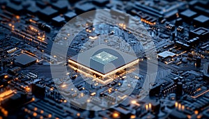 Futuristic Quantum Computing Circuit Board Design with Advanced Technology Elements for Networks